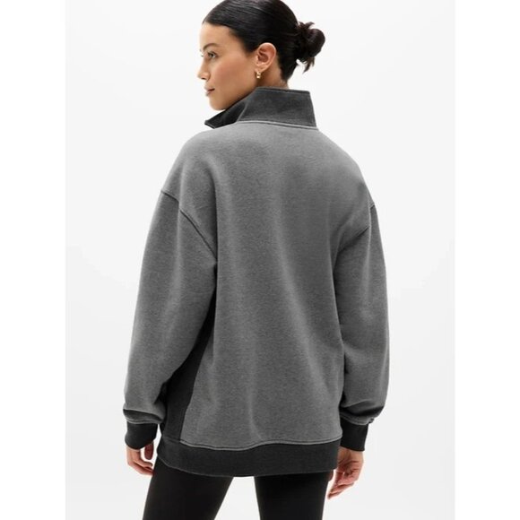 Athleta S Forever Fleece 1/4 Zip Sweatshirt Charcoal Heather Grey  Small - Picture 3 of 6